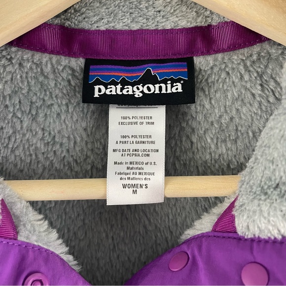 PATAGONIA Light Grey Purple Women’s Re-Tool Snap-T Turtleneck Fleece Pullover - Picture 9 of 11
